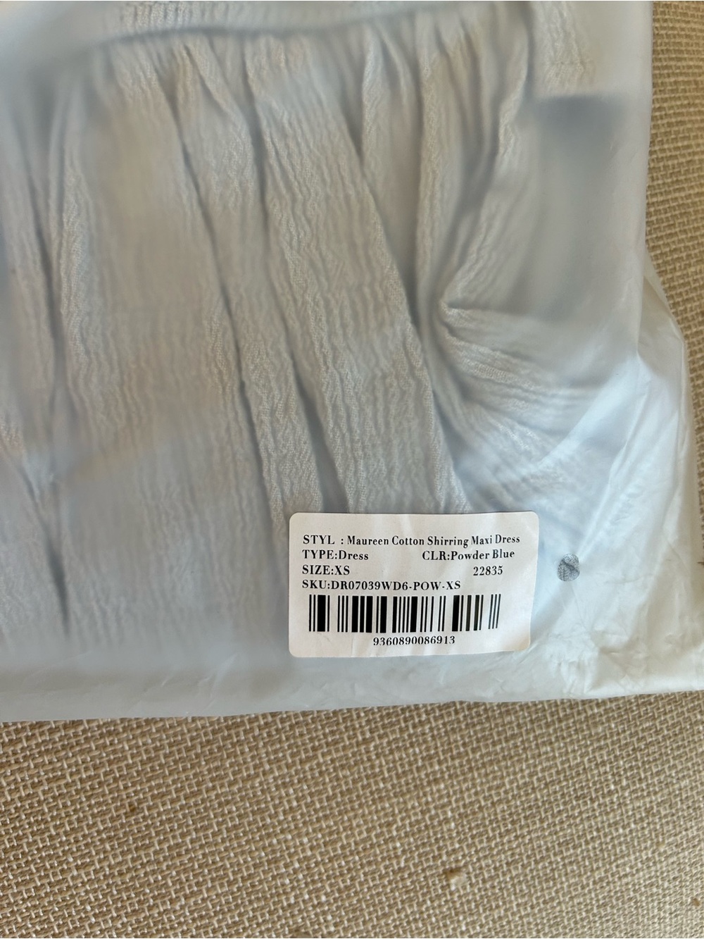 NWT Meshki Maureen Cotton Shirring Maxi Dress Gown Powder Blue Cocktail - Picture 7 of 8